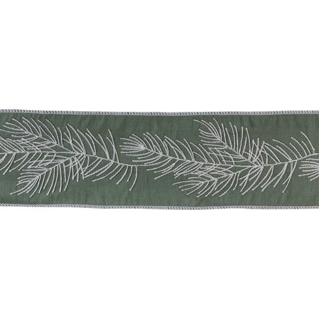 Green-Embroidered-Pine-Ribbon-(Set-of-2)-Ribbons-&-Trim