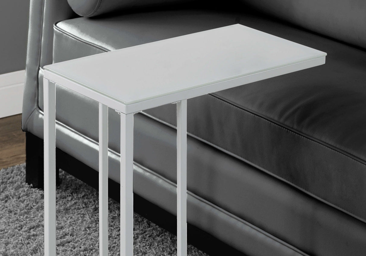 Accent Table, C - Shaped, Tempered Glass, Stylish Design Contemporary & Modern