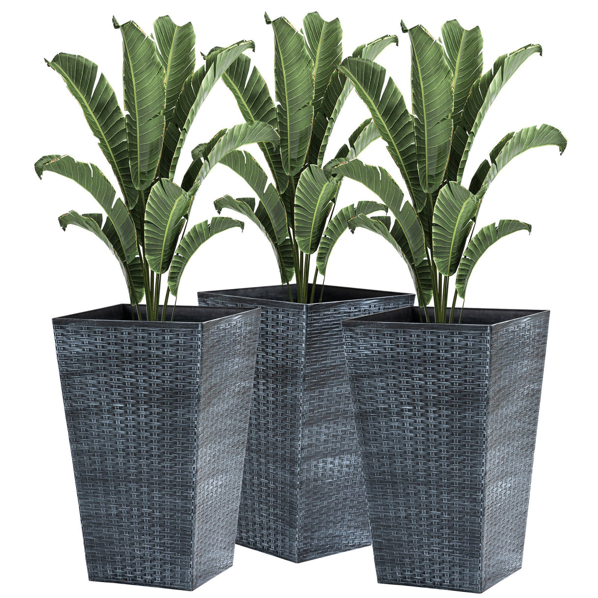 Outsunny Set of 3 Tall Planters with Drainage Holes