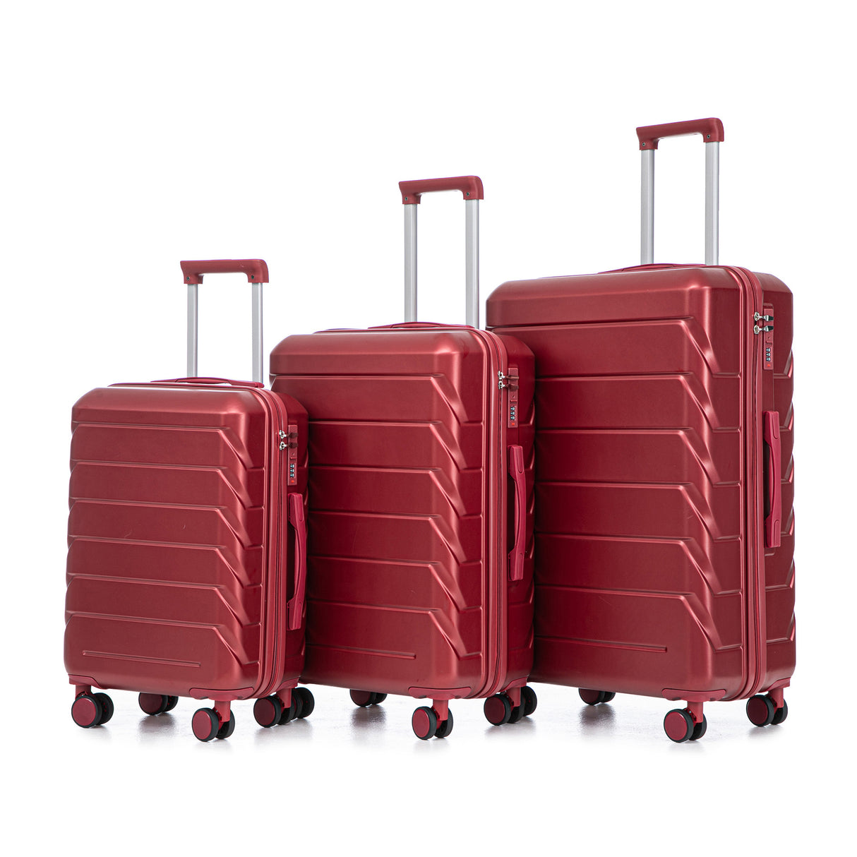 Set 3PCs 20'/24'/28' ABS Spinner Wheel Luggage,  Wine Red