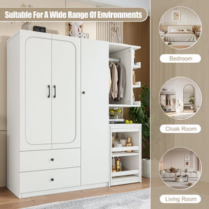 Multifunctional Wardrobe with 2 Doors and Convertible Desk
