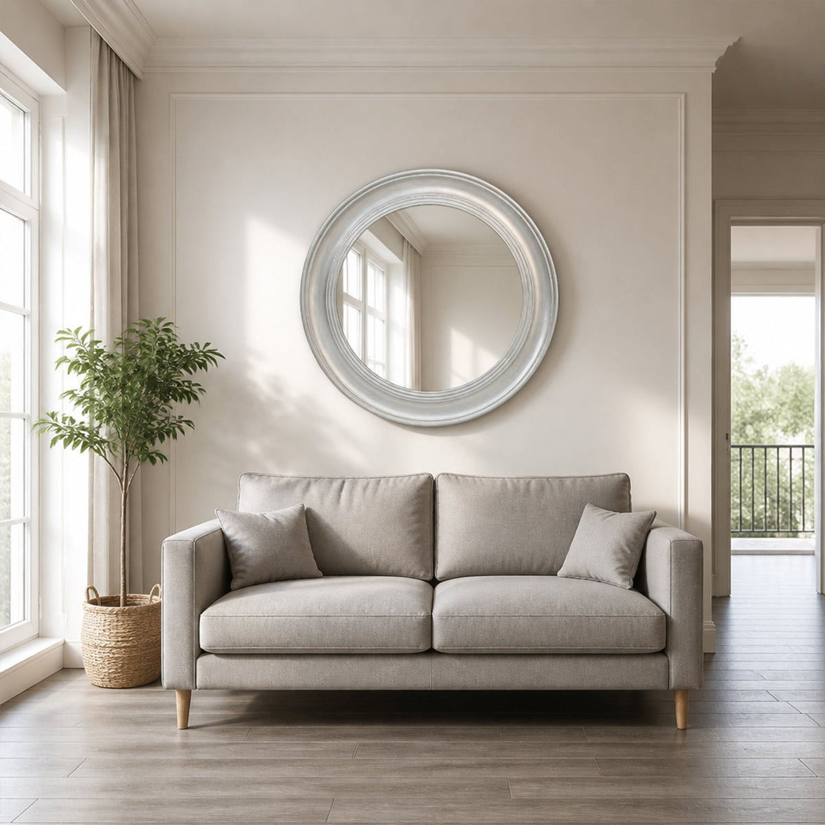 Vintage Round Wall Mirror, Brushed