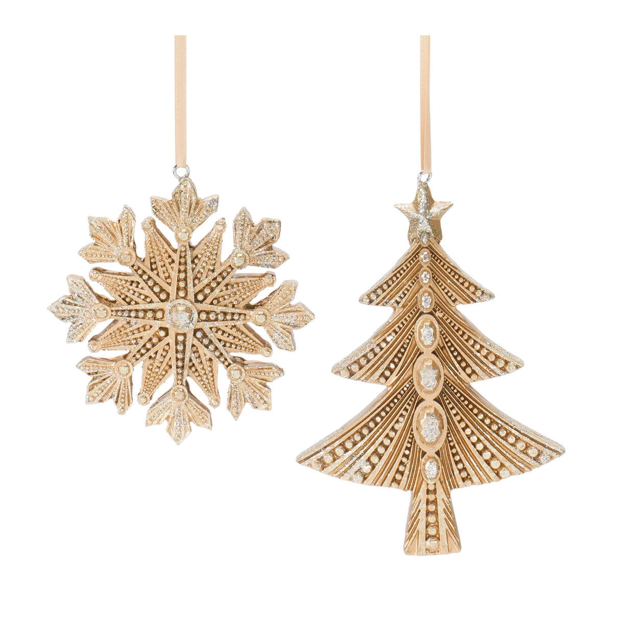 Glittered-Pine-Tree-and-Snowflake-Ornament-(Set-of-12)-Christmas-Ornaments