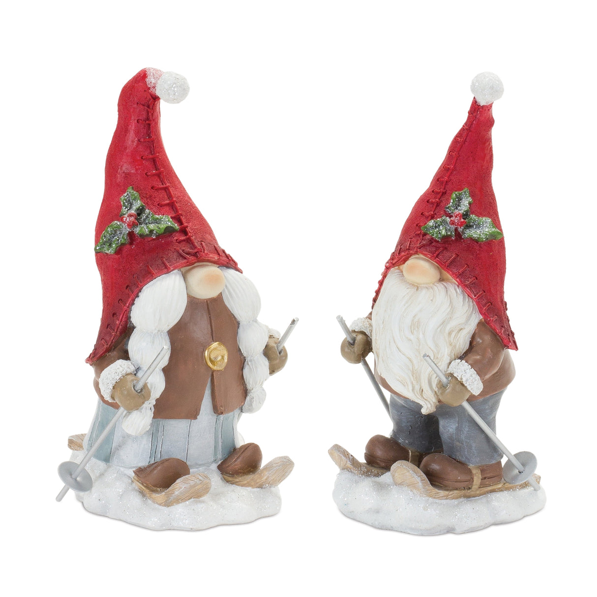Winter-Gnome-on-Skis-Figurine-(Set-of-2)-Christmas-Decor