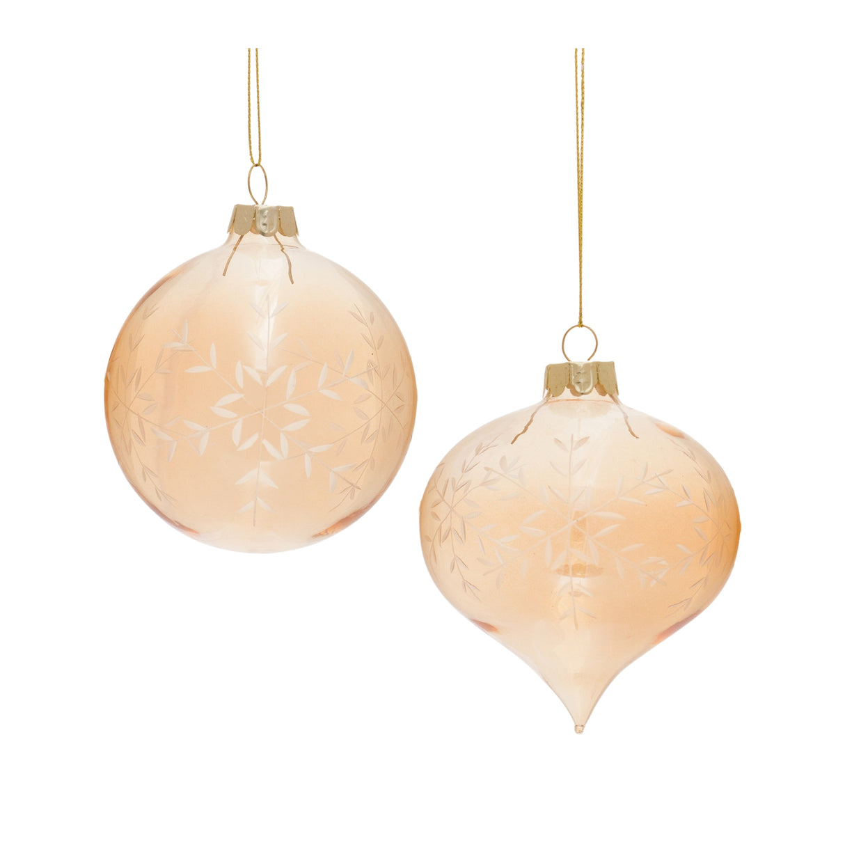 Snowflake Etched Glass Ornament (Set of 12)