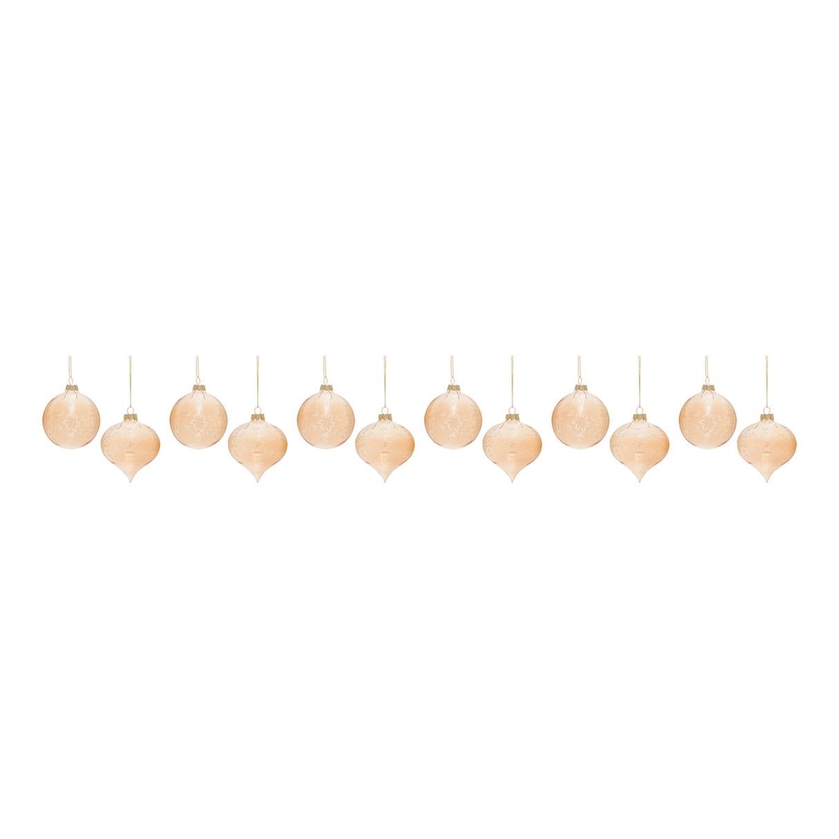 Snowflake Etched Glass Ornament (Set of 12)