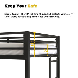Adam - Twin Loft Bunk Bed With Cinnamon Wood Desk And Closet Rod - Black