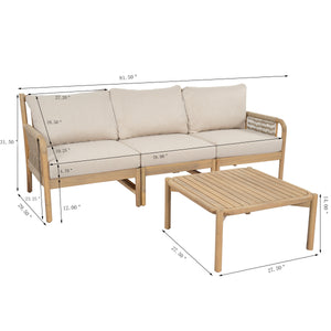Casper Outdoor 3-Seater Sofa and Coffee Table Set