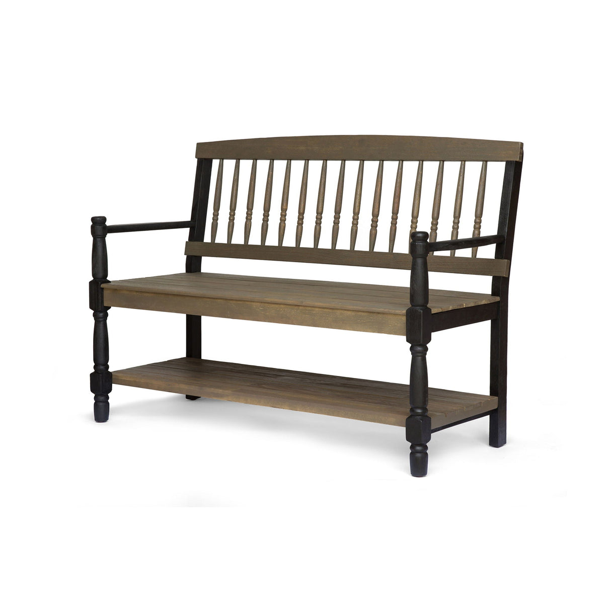 Slatted Bench With Built-In Shelf