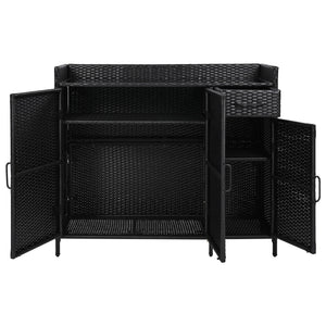 K&K 47.5"W Wicker Outdoor Storage Cabinet with Tempered Glass Desktop