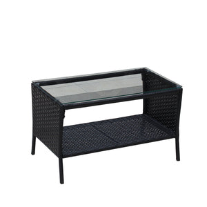 4 PC Rattan Patio Furniture Set Outdoor Cushioned Wicker Sofa