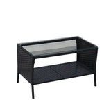 4 PC Rattan Patio Furniture Set Outdoor Cushioned Wicker Sofa