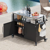 K&K 54.5' Outdoor Kitchen Island with Stainless Steel Tabletop and Storage