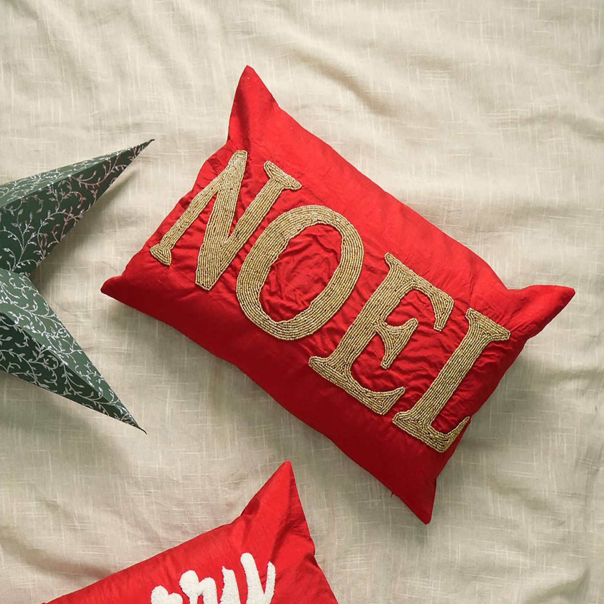 The Hand-Beaded Holiday Accent Pillow
