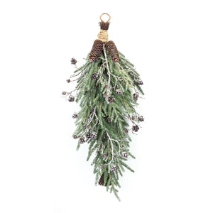 Frosted Pine Cone Twig Swag 31"H