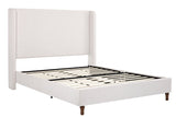 Harper upholstered bed, 54" headboard, textured ivory canvas