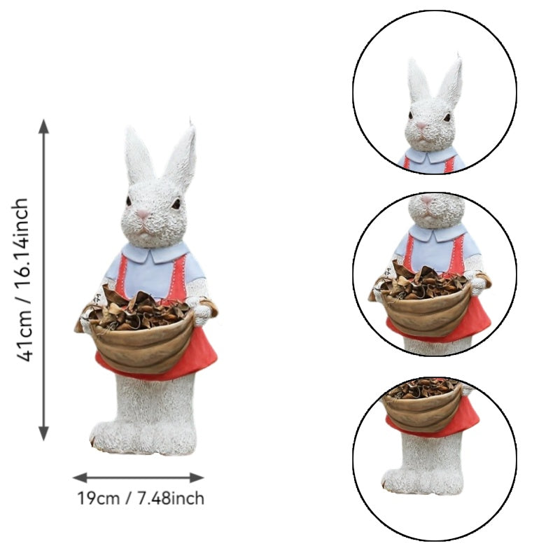 Charming Hand-Painted Rabbit Garden Statue