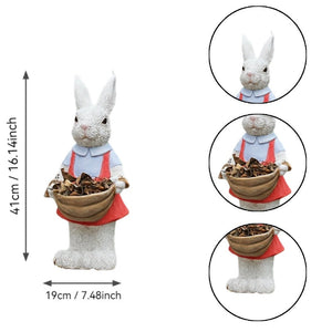 Charming Hand-Painted Rabbit Garden Statue