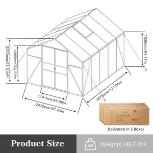 Windproof All Season Garden Shelter Greenhouse with Reinforced Frame - Black