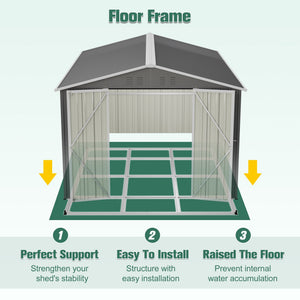 Lockable Metal Shed 8x12 FT with Aluminum Frame - Gray