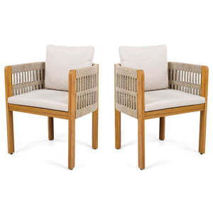 Outdoor Dining Chairs With Mix Rope Handles (Set of 2)