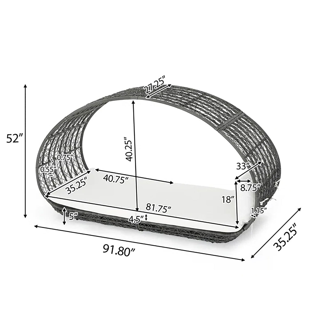 Abigal - Outdoor Wicker Daybed With Cushion