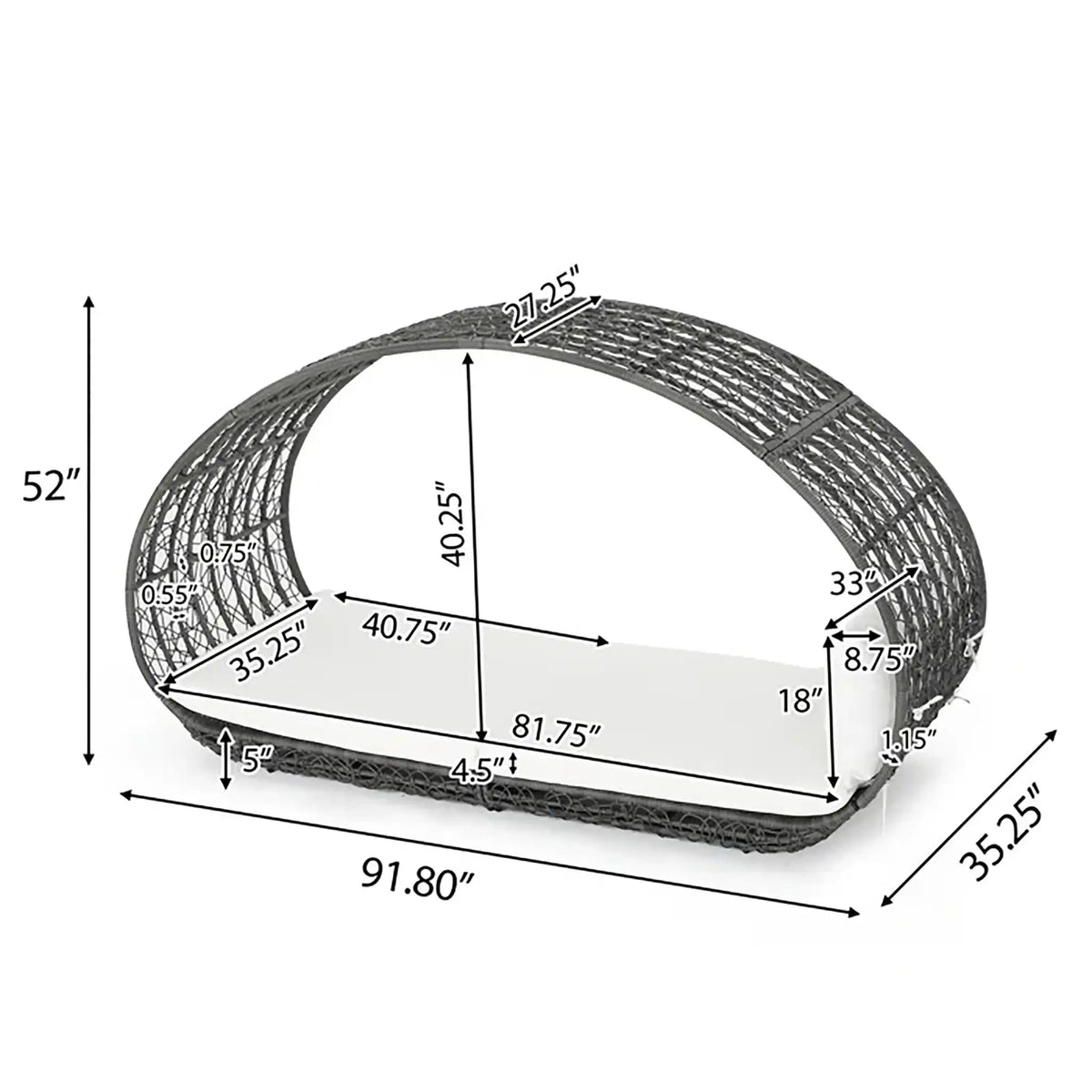 Abigal - Outdoor Wicker Daybed With Cushion