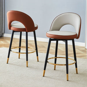 Upholstered Rotatable Bar Chair With Metal Legs For Dining Room
