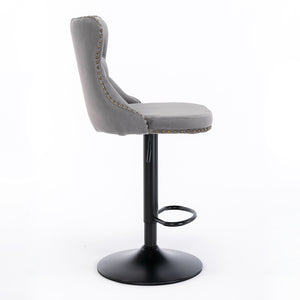 Swivel Barstools Adjusatble Seat Height, Modern Upholstered Bar Stools With Backs Comfortable Tufted For Home Pub And Kitchen Island (Set of 2)