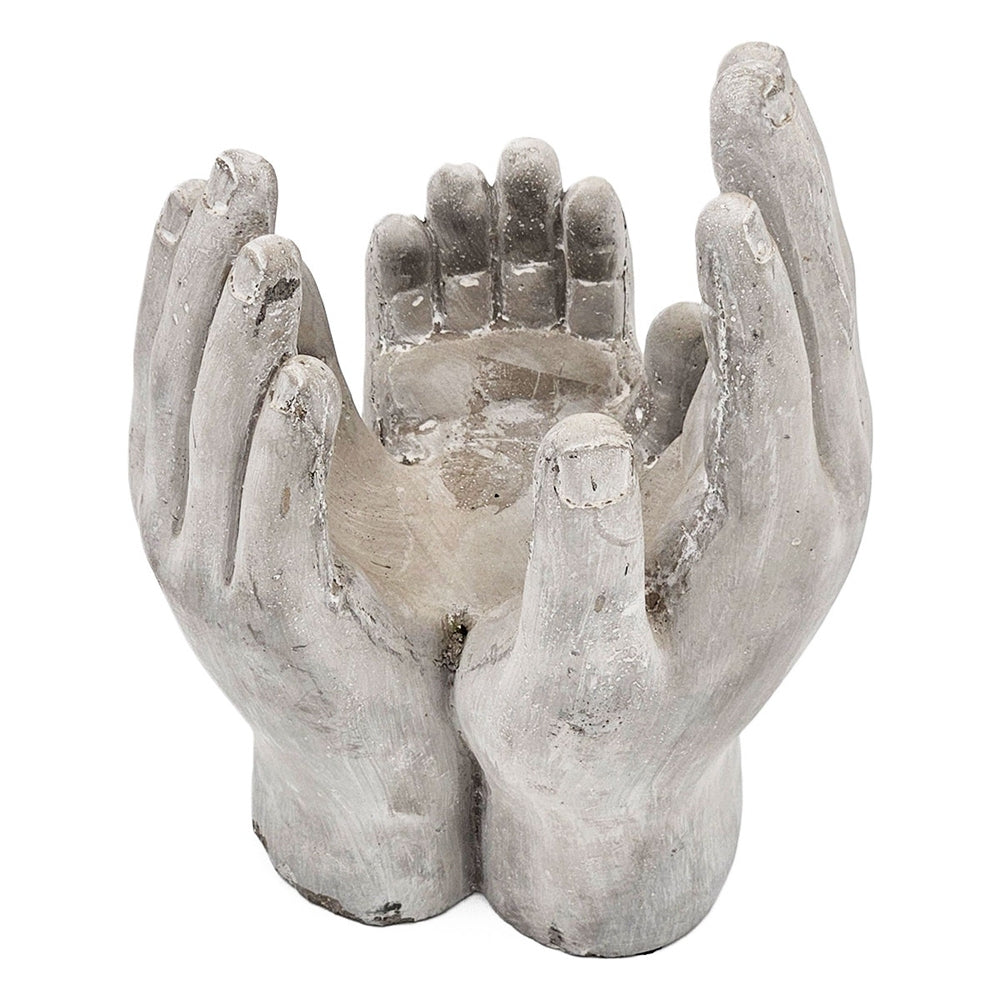 Set of 2 6x6x9' Accepting Hands Accent Cement Hand Decor