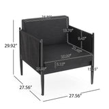 Dawson Outdoor Patio 2pcs Black Aluminum Club Chair Set with Water-Resistant Cushions