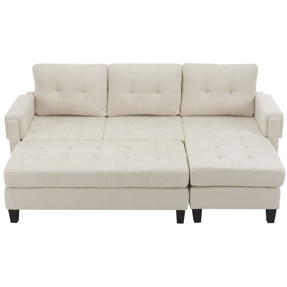 The Ashely Reversible Chenille Sectional Sofa with USB Charging Ports and Convertible Ottoman