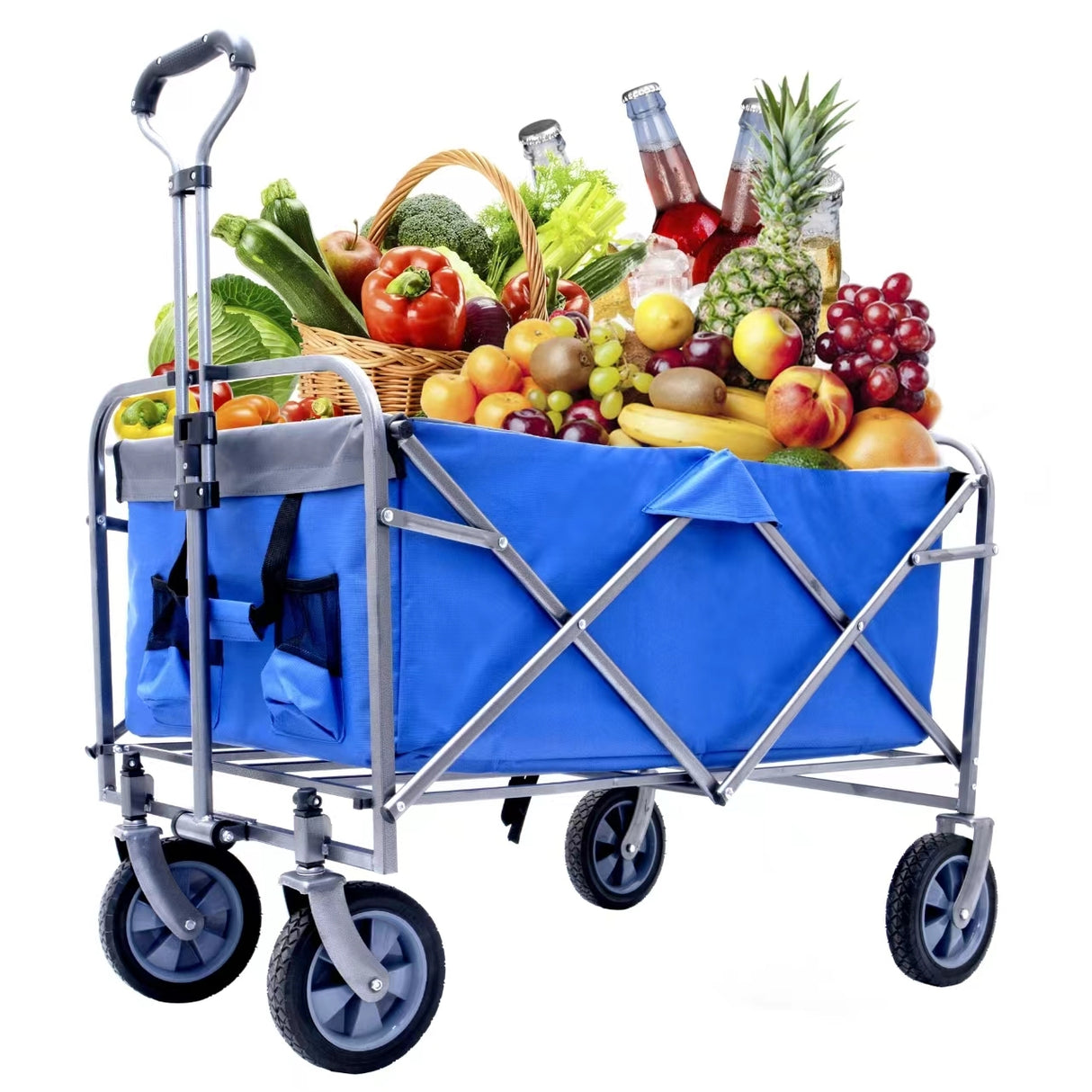 Outdoor garden multipurpose micro collapsible beach trolley cart camping folding wagon