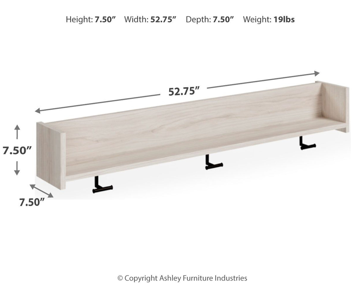 Socalle - Wall Mounted Coat Rack w/Shelf - Light Natural