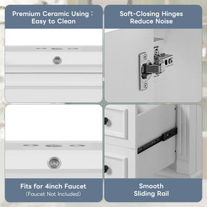 Bathroom Vanity With Sink, Cabinet With 2 Drawers And Adjustable Shelf