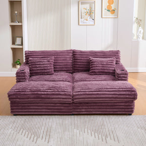 Oversized Double Chaise Lounge Sofa Bed With USB Ports And Cup Holders