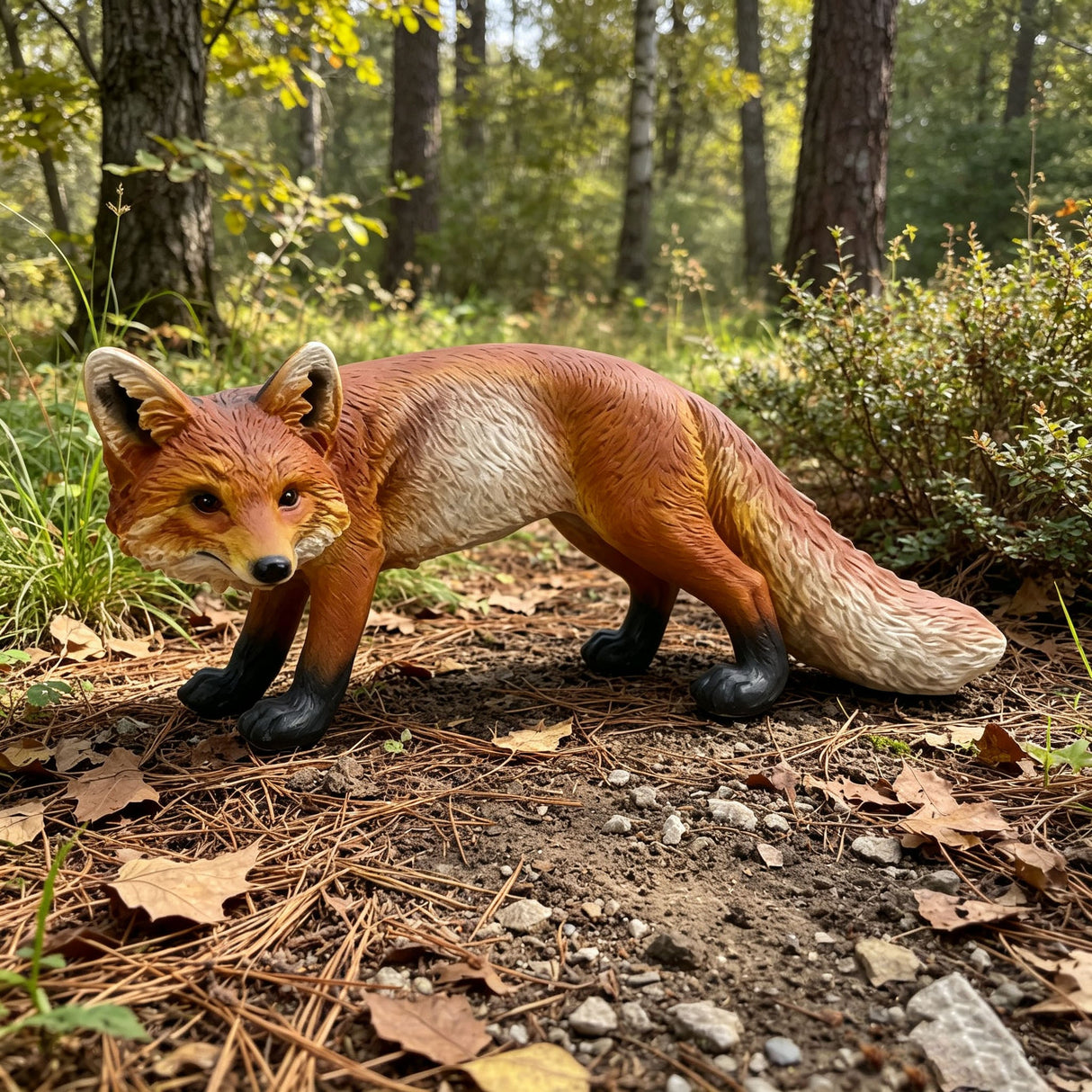 19.69" Long Realistic Red Fox Statue