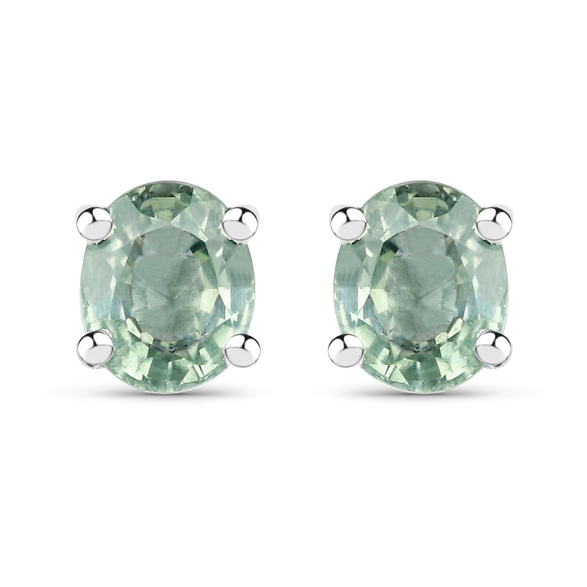 0.68 Carat Genuine Green Sapphire .925 Sterling Silver Earrings