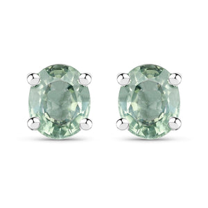 0.68 Carat Genuine Green Sapphire .925 Sterling Silver Earrings