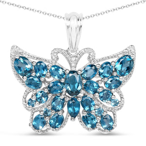 4.81 Carat Genuine London Blue Topaz .925 Sterling Silver Pendant
