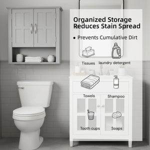 Multi Functional Wall Mounted Cabinet With Adjustable Shelves For Bathroom