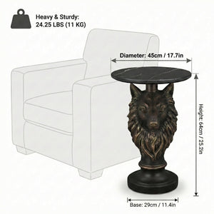 Wolf Head Accent Table Animal Statue End Tables Livingroom
