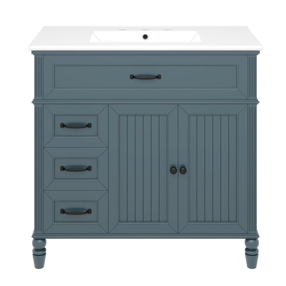 Bathroom Vanity With Sink, 2 Doors 2 Drawers, Freestanding Design
