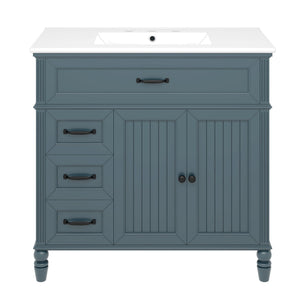 Bathroom Vanity With Sink, 2 Doors 2 Drawers, Freestanding Design