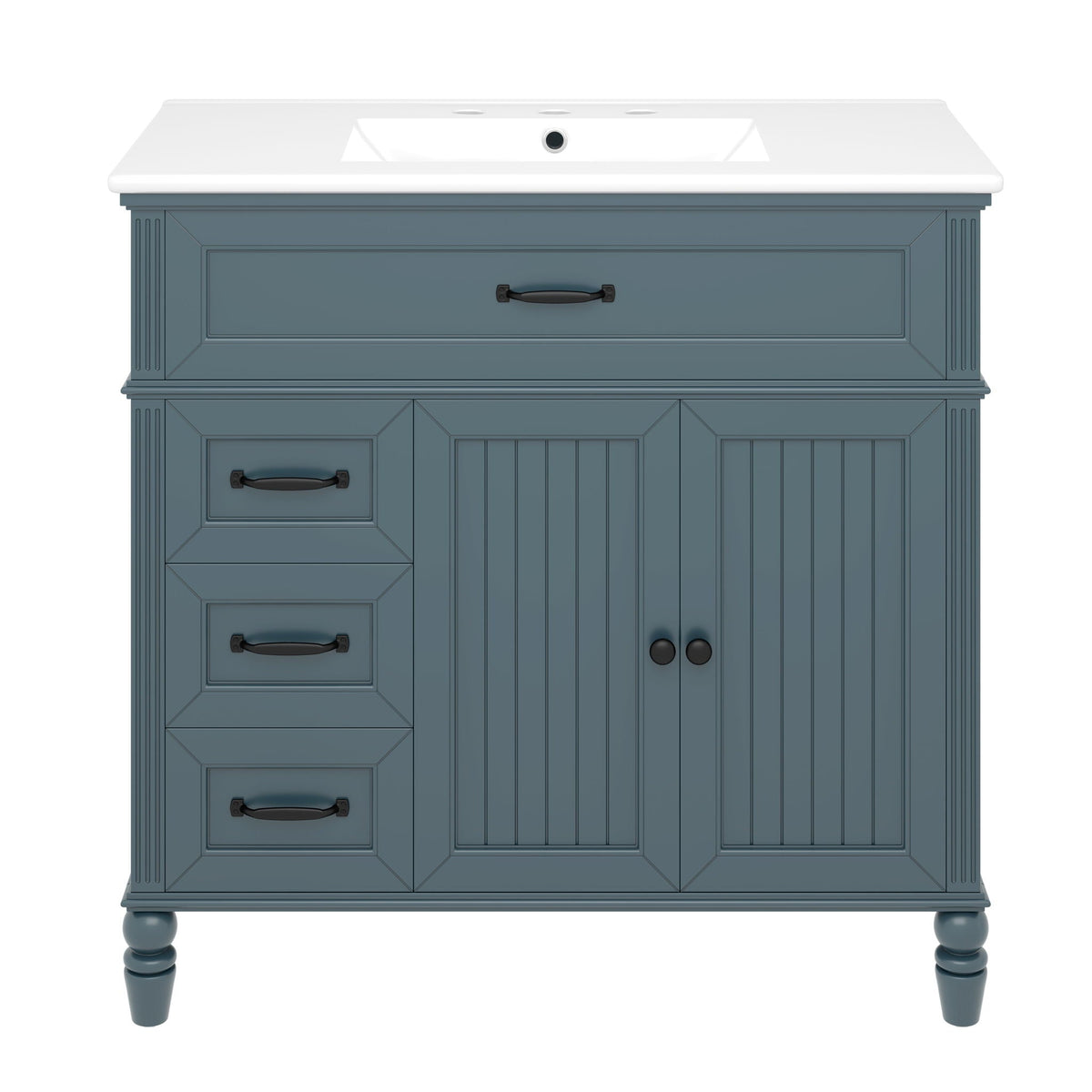 Bathroom Vanity With Sink, 2 Doors 2 Drawers, Freestanding Design