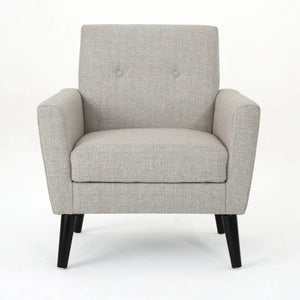 Contemporary Club Chair With Nailhead Trim Fabric And Birch Wood Legs
