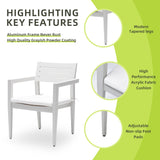 Outdoor Patio Aluminum Stationary Dining Chairs 4PCs with Outdoor-Grade Sunbrella Fabric Cushions