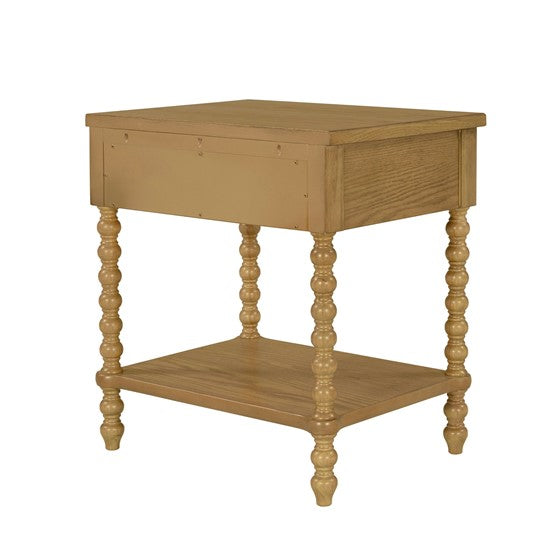 1-Drawer Nightstand with Turned legs and Bottom Shelf