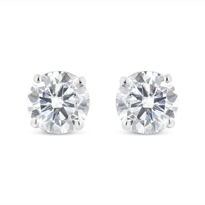 14K White Gold 1 1/2 Cttw Lab Grown Diamond Solitaire Stud Earrings with Screwbacks (F-G Color, VS2-SI1 Clarity)