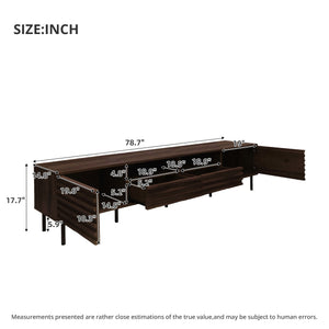 Walnut TV Stand for TVs Up to 85" with Closed Storage and Soft Closing Hinges